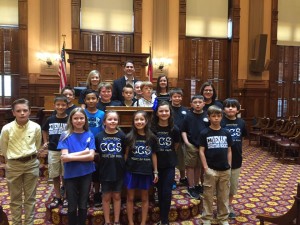 Rep. Kelley with the group from Covenant Christian School in the House Chamber.